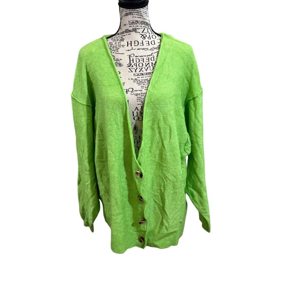 Zenana Outfitters Vibrant Green Button-Up Cardigan